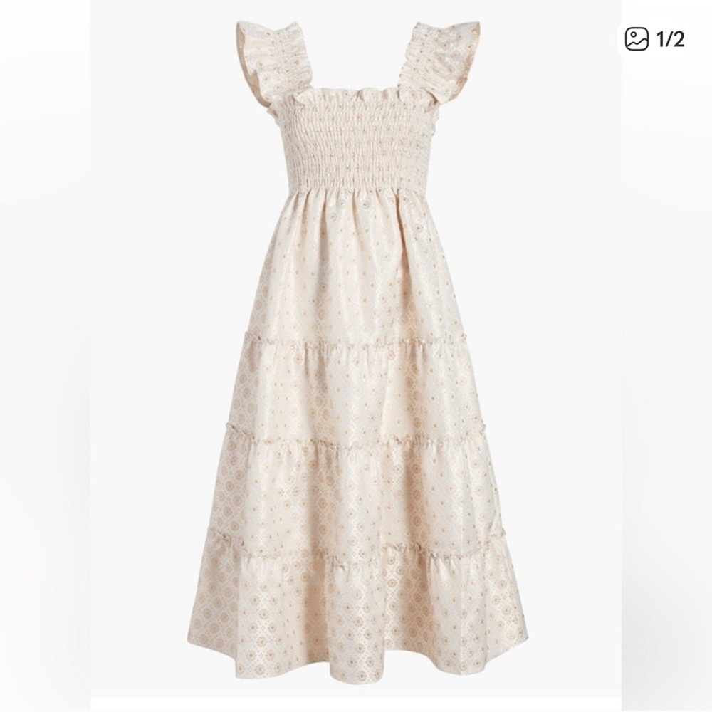 Hill House Elle Nap Dress in Gold Jacquard